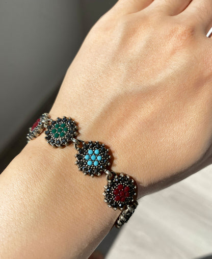 Orientalisches Armband mit Blütenmuster | Mehrfarbig | Boho Schmuck Damen