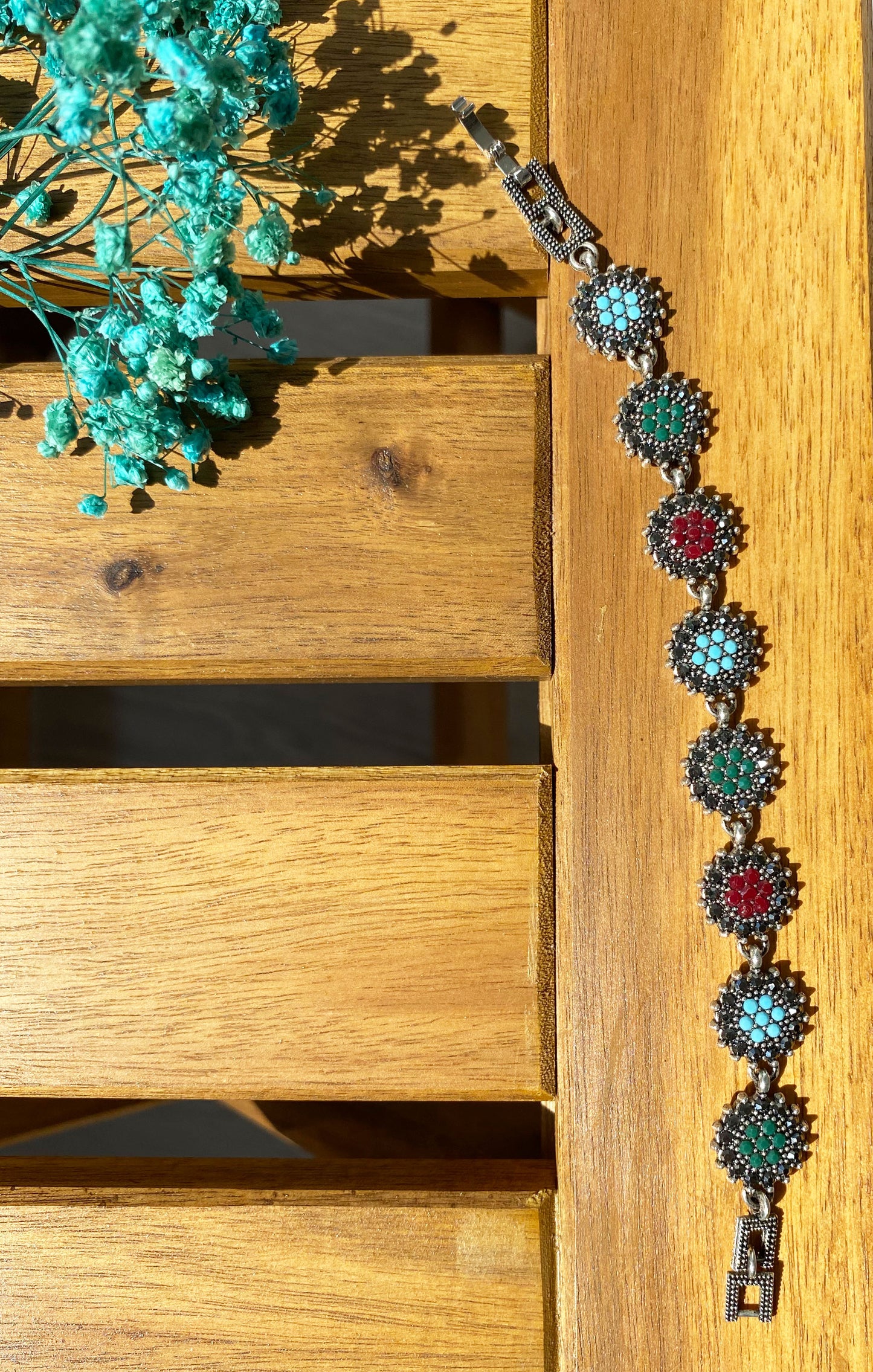 Orientalisches Armband mit Blütenmuster | Mehrfarbig | Boho Schmuck Damen