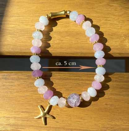 Lila Naturstein-Armband mit Seestern-Anhänger | Sommer Boho Schmuck Damen